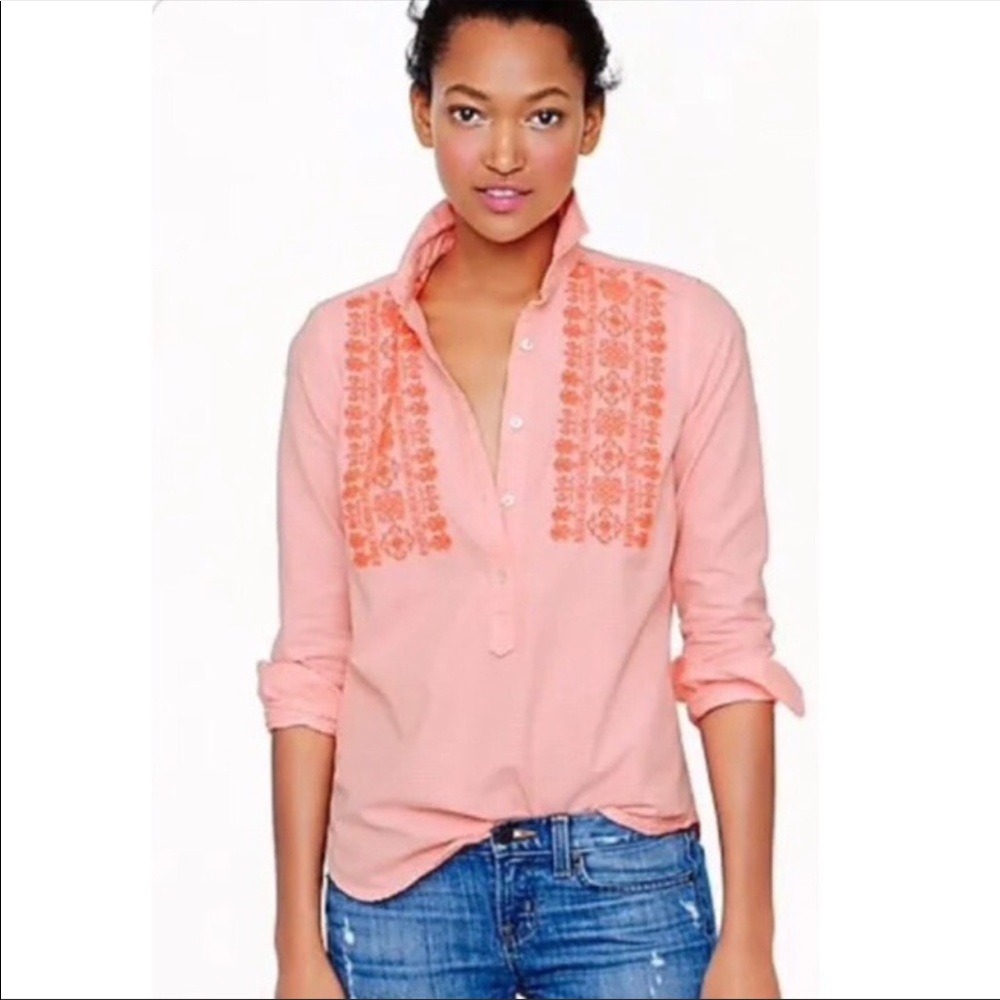 Jcrew Neon Embroiderer Button Up